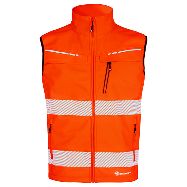 Beeswift Deltic Hi-Vis Softshell Rail Bodywarmer, detail
