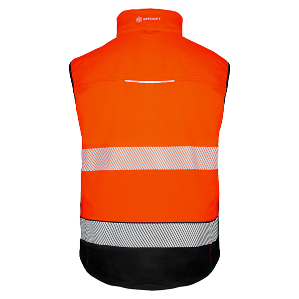 Beeswift Deltic Two-Tone Hi-Vis Softshell Rail Bodywarmer, detail