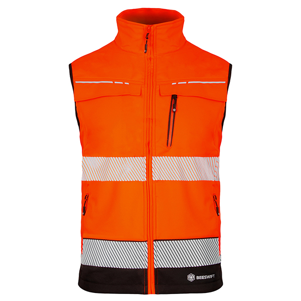 Beeswift Deltic Two-Tone Hi-Vis Softshell Rail Bodywarmer, detail