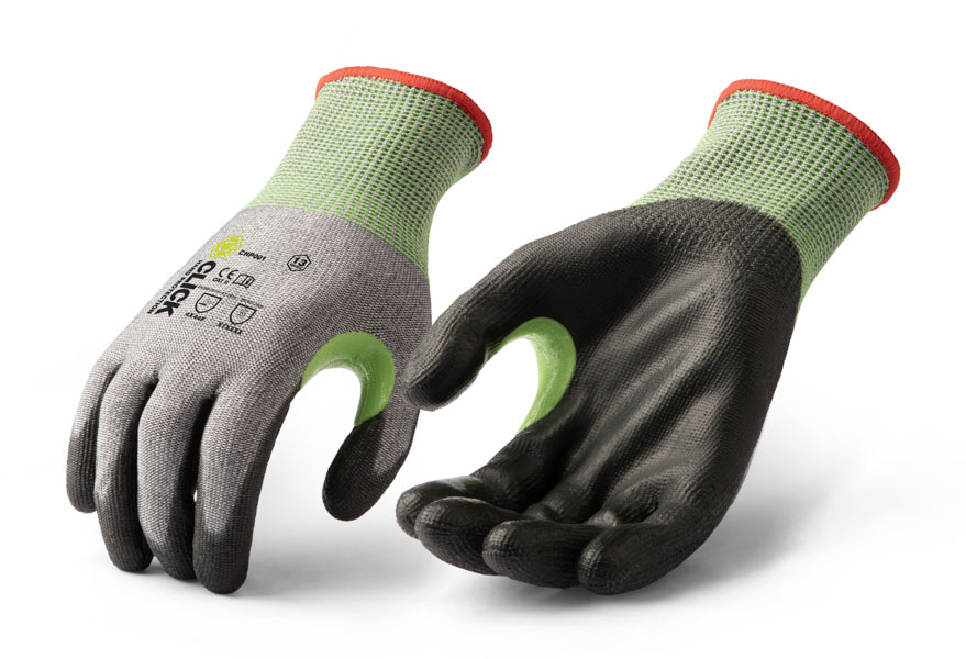 Beeswiftt Click Hand Protection 13G PU Coated Cut F Glove, detail
