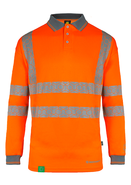 Beeswift Envirowear Hi-Vis Long Sleeve Recyclable Polo Shirt, detail
