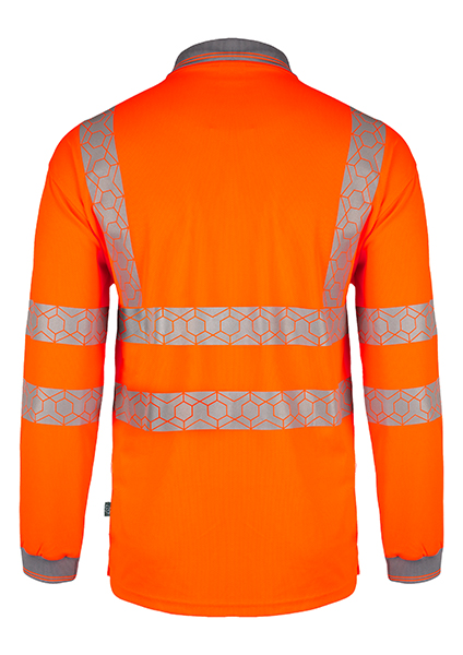 Beeswift Envirowear Hi-Vis Long Sleeve Recyclable Polo Shirt, detail