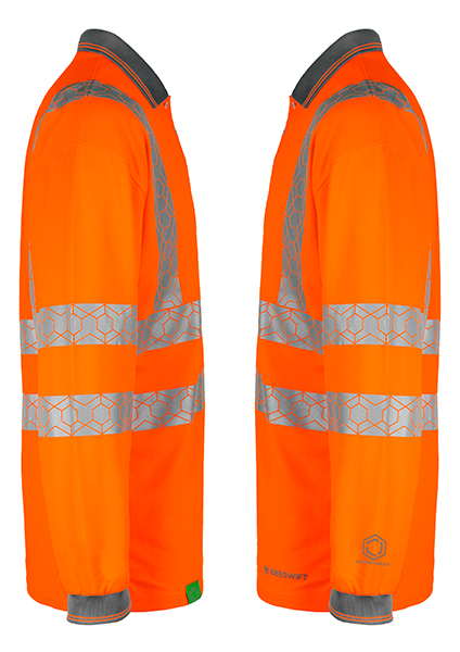Beeswift Envirowear Hi-Vis Long Sleeve Recyclable Polo Shirt, detail