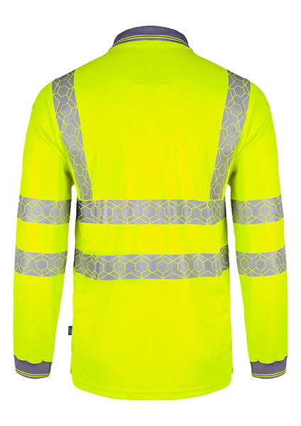Beeswift Envirowear Hi-Vis Long Sleeve Recyclable Polo Shirt, detail