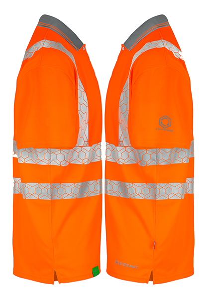 Beeswift Envirowear Hi-Vis Short Sleeve Recyclable Polo Shirt, detail
