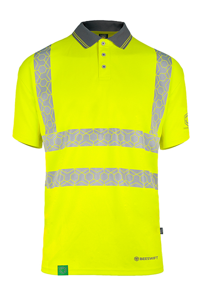 Beeswift Envirowear Hi-Vis Short Sleeve Recyclable Polo Shirt, detail