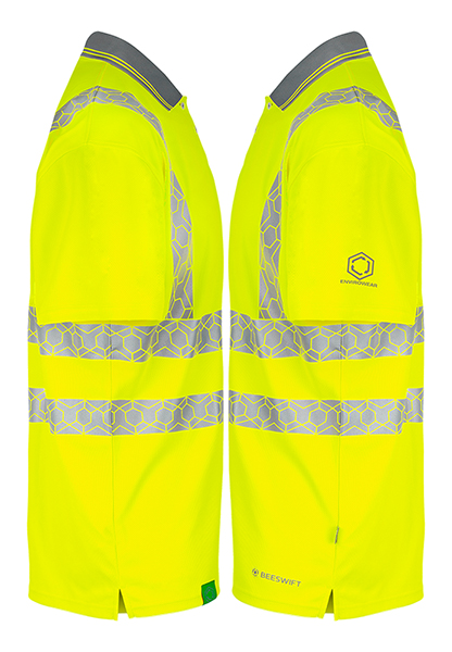 Beeswift Envirowear Hi-Vis Short Sleeve Recyclable Polo Shirt, detail