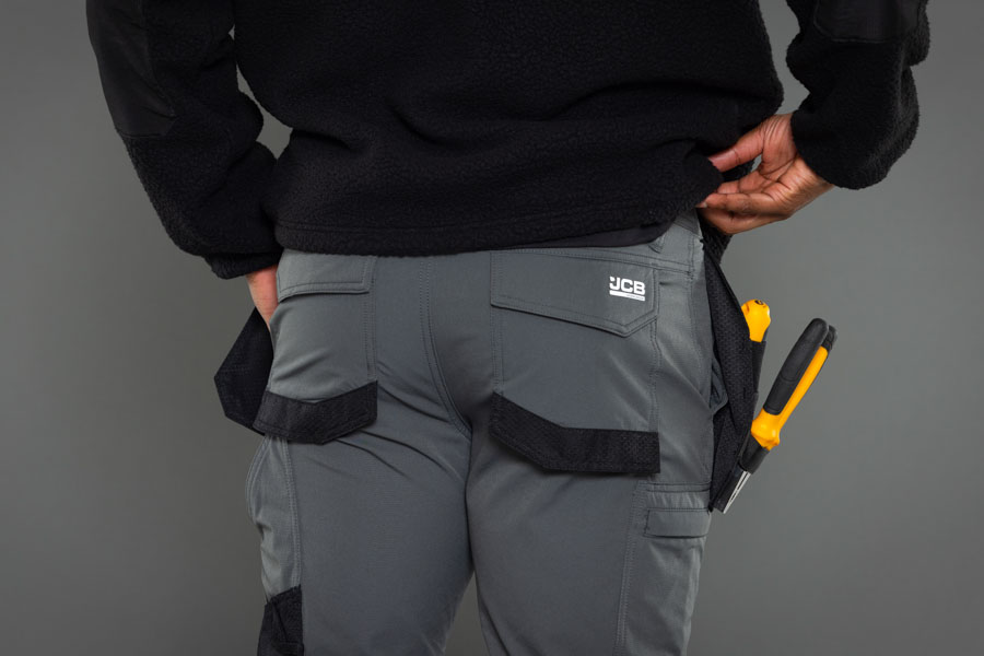 JCB Workwear Mens 4-Way Stretch Holster Pocket Trousers, detail