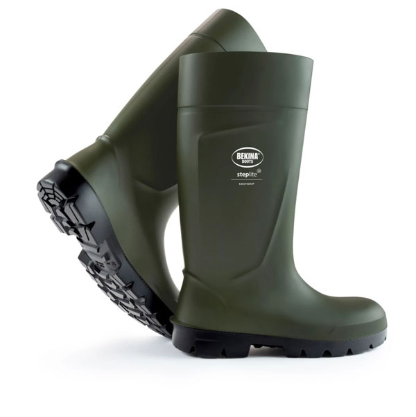 Bekina Steplite Easy Grip Non Safety Wellingtons Green Size 8