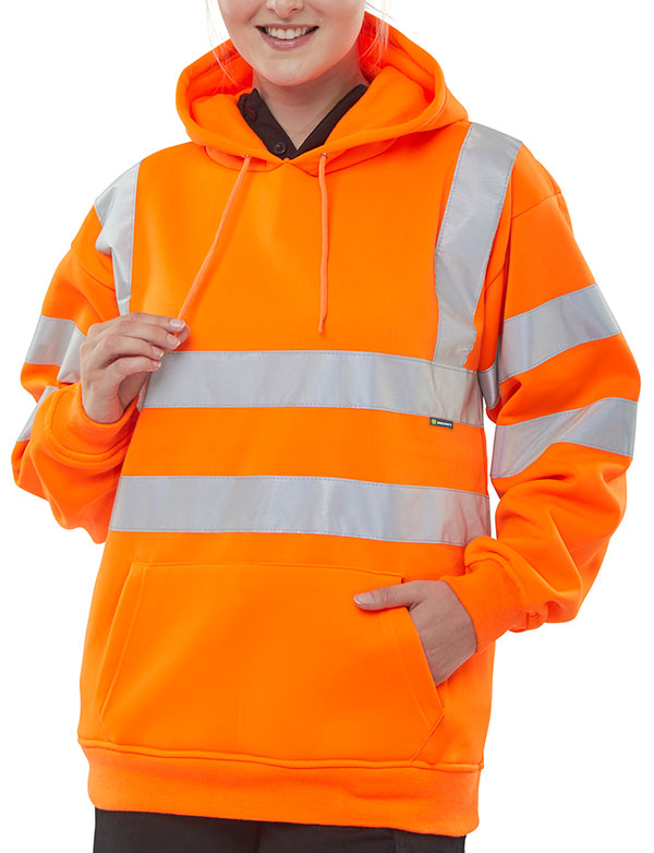 Beeswift Essential Pull-Over Hi-Vis Hoodie Orange Size M