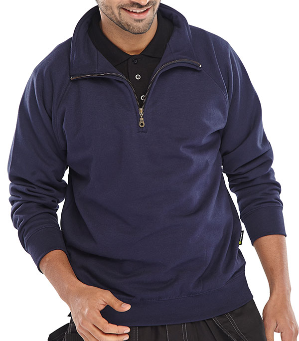 Beeswift Quarter Zip Sweatshirt Navy Blue Size XS
