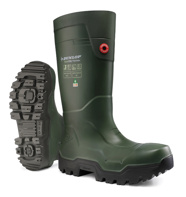 Dunlop Purofort Fieldpro Thermo+ Full Safety Wellingtons Green Size 5