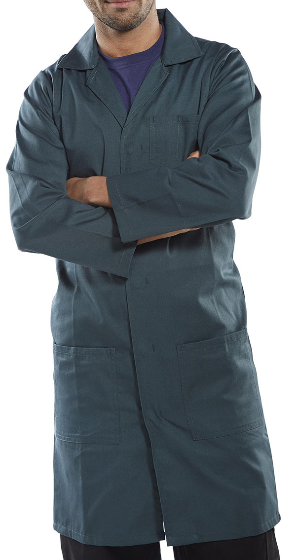 Beeswift Poly Cotton Warehouse Coat Spruce Green Size 42
