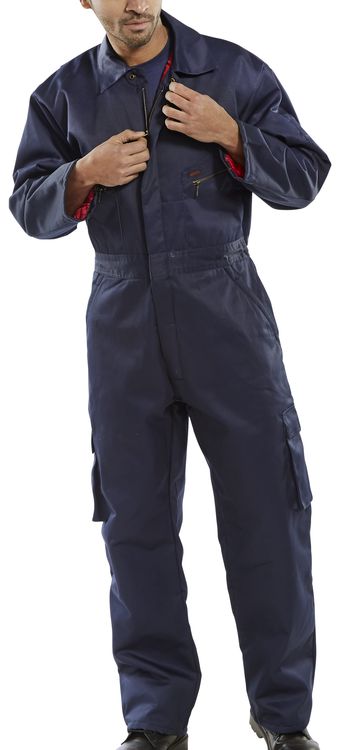 Beeswift Quilted Boilersuit Navy Blue Size 48